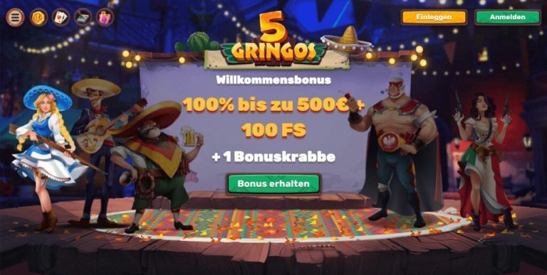 5 Gringos Casino Test 2025 225% bis zu 1.000€ Bonus