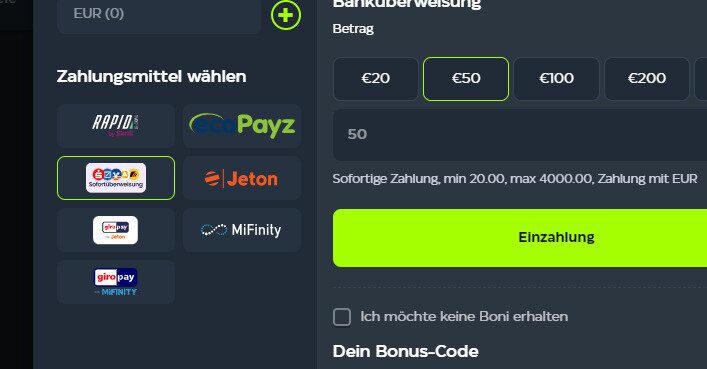 Gslot Casino einzahlen