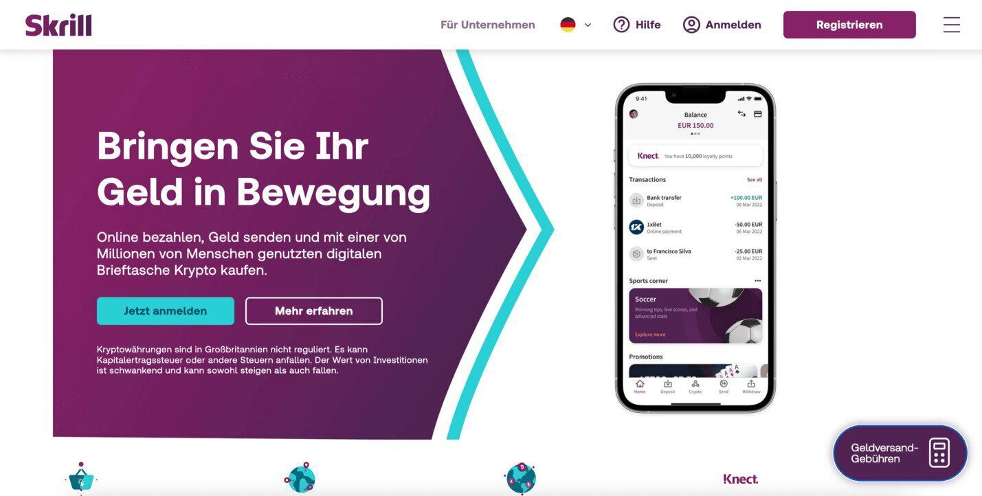 Skrill-Homepage