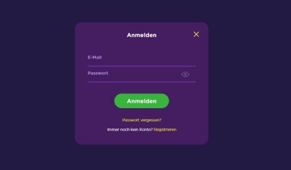 Casiqo Casino Screenshot der Registrierung