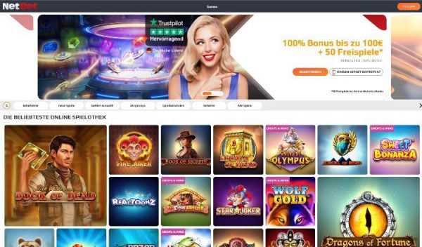 Netbet Casino Screenshot der Startseite