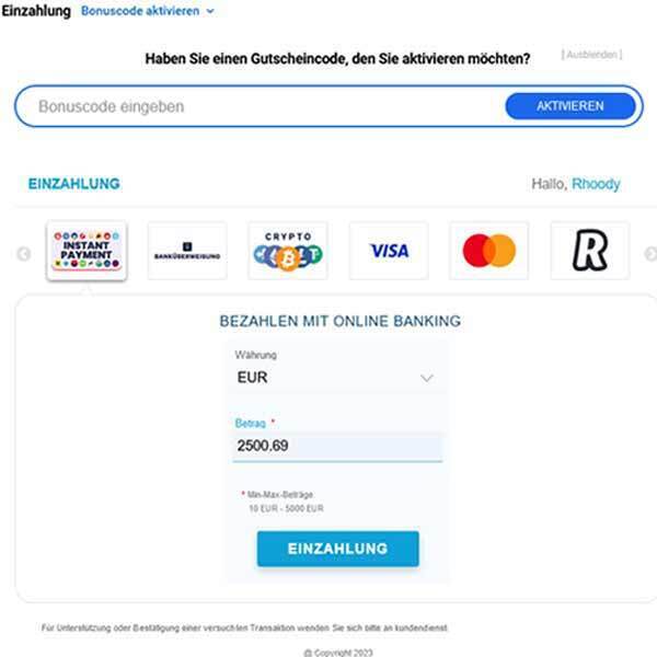 Pribet Casino einzahlen