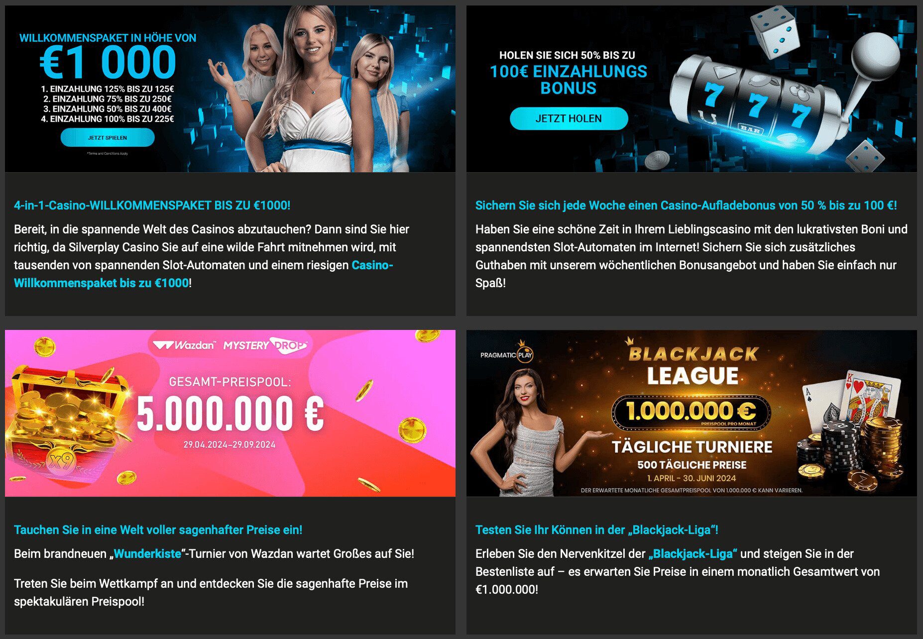 Silverplay Casino Übersicht der Bonusangebote