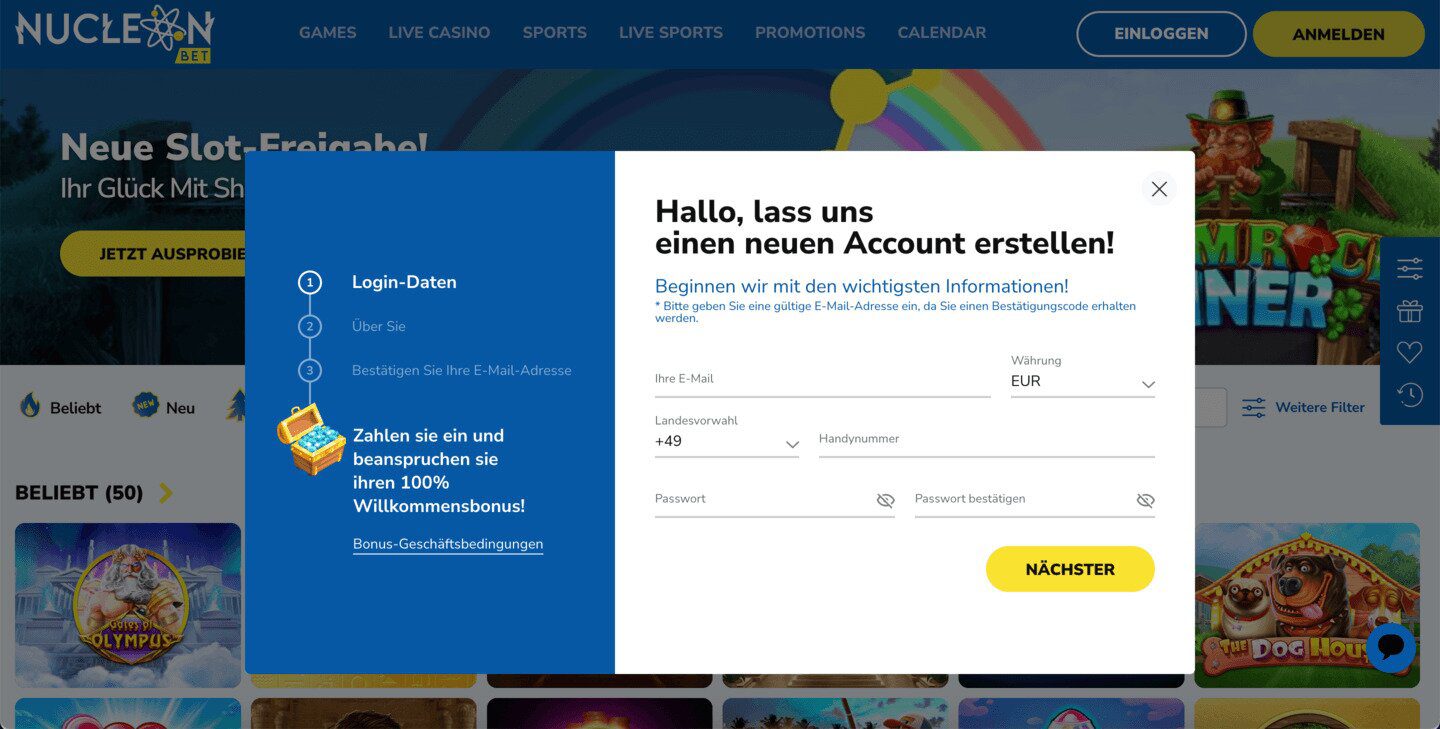 Nucleonbet Casino Anmeldung