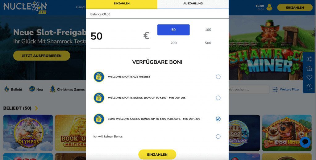 Nucleonbet Casino Einzahlung