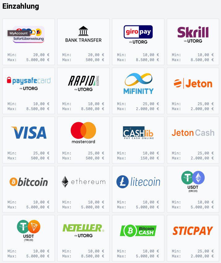 jupicasino payment methods