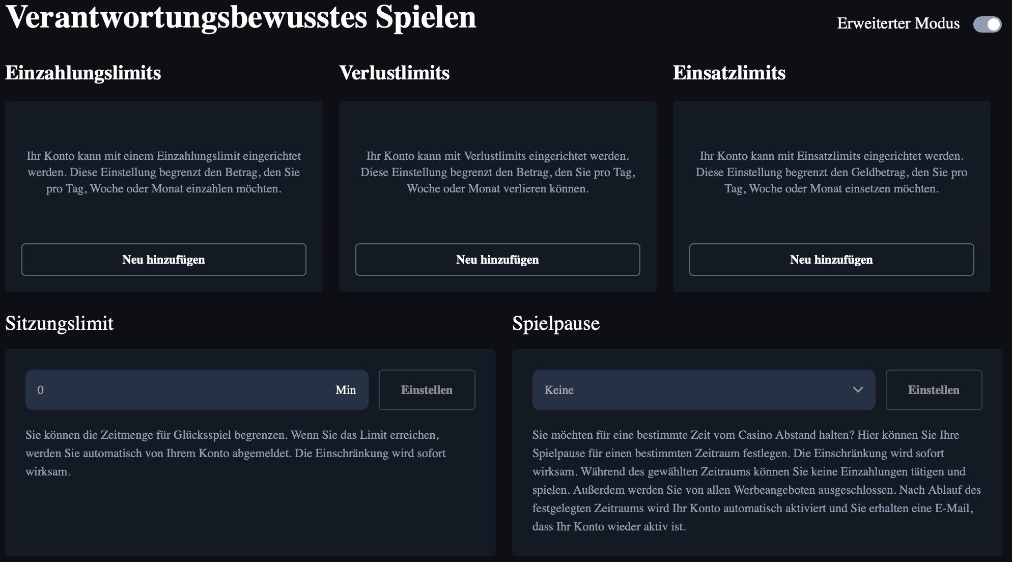 Golden Star Casino Limits einstellen