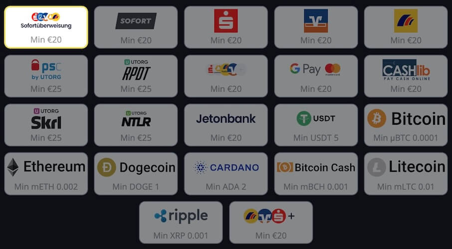 Golden Star Casino Payment Methods
