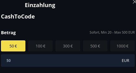 CashtoCode Einzahlung