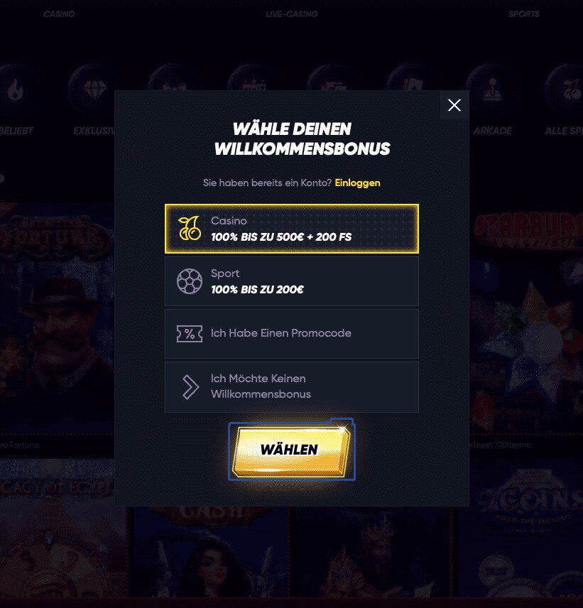 Quickwin Bonus Optionen
