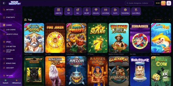Novajackpot Homepage