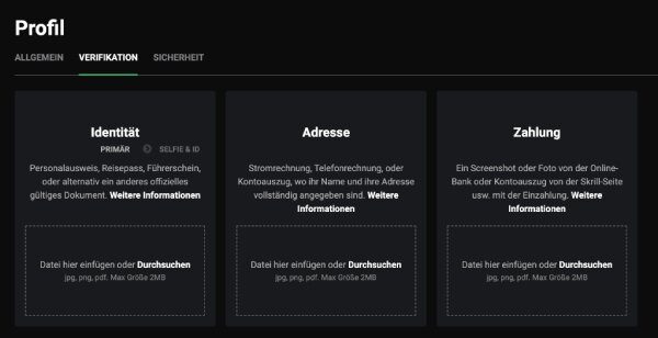 Verifizierung Dokumente