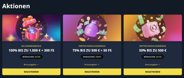 Goldenstarcasino Bonus Code