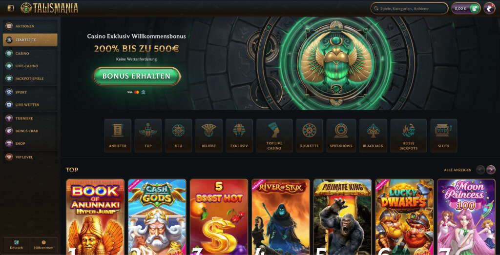 Talismania homepage