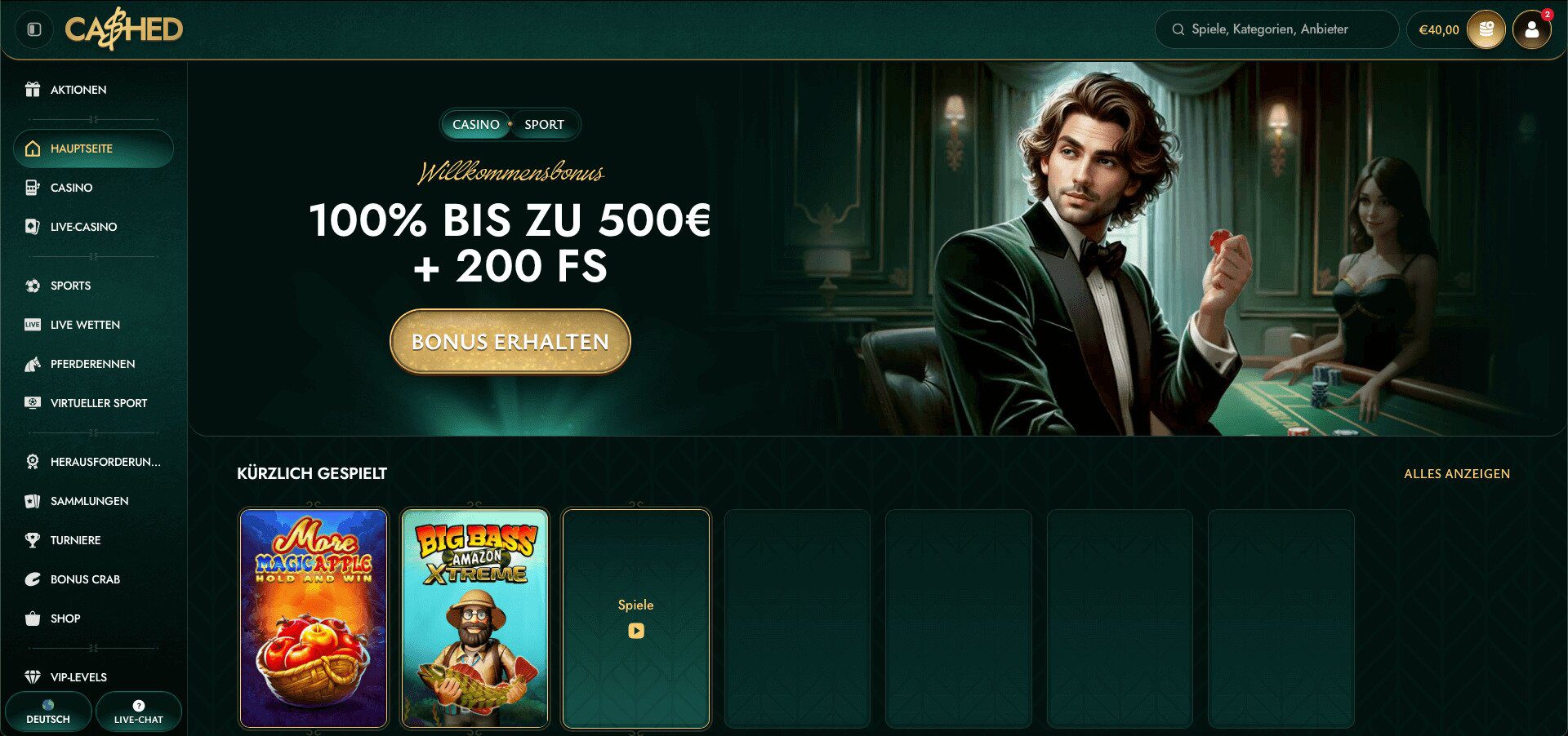 Cashed homepage