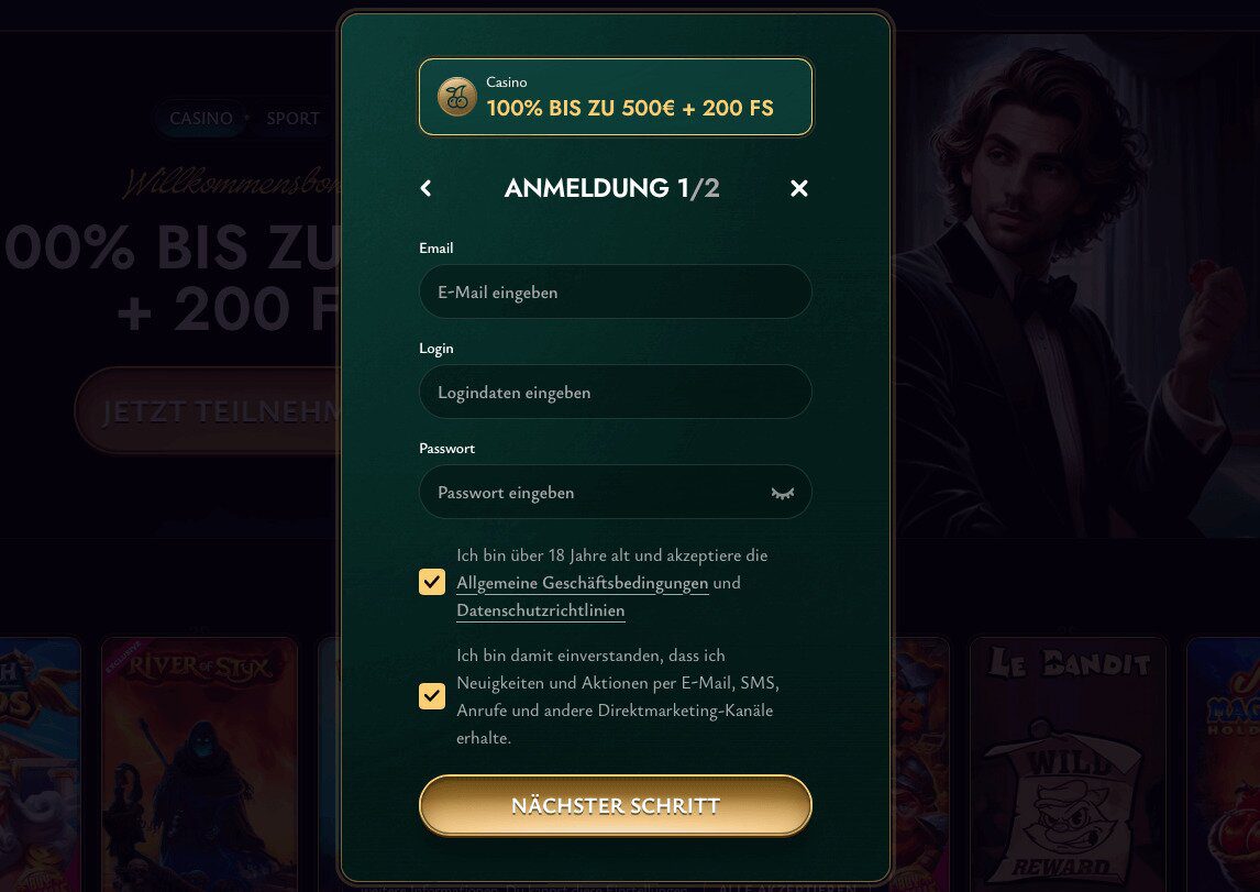 Cashed casino registration