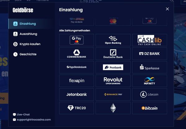 Trino Casino Zahlungen