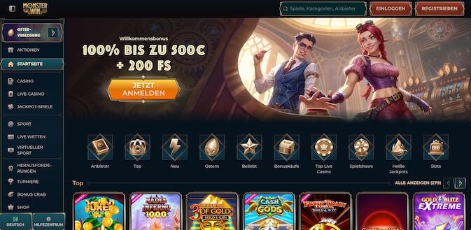 Monster Win Homepage
