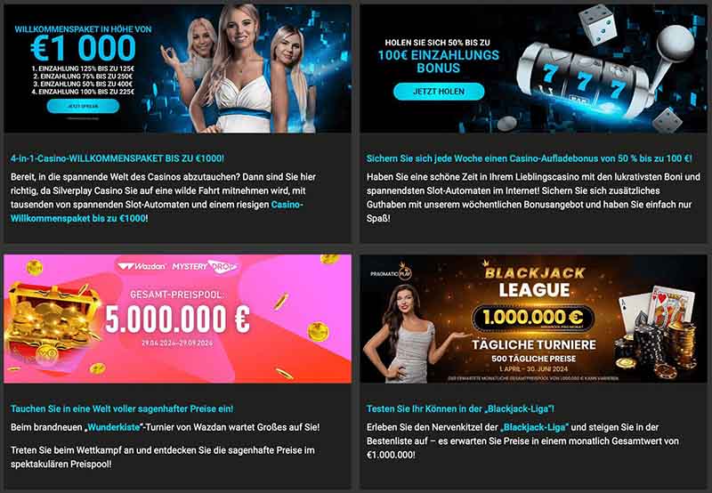 Silverplay Casino Übersicht der Bonusangebote