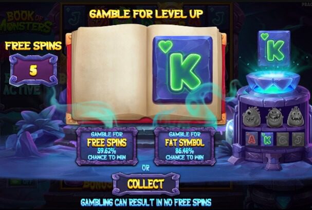 Book of Monsters Freespin Gamble Feature