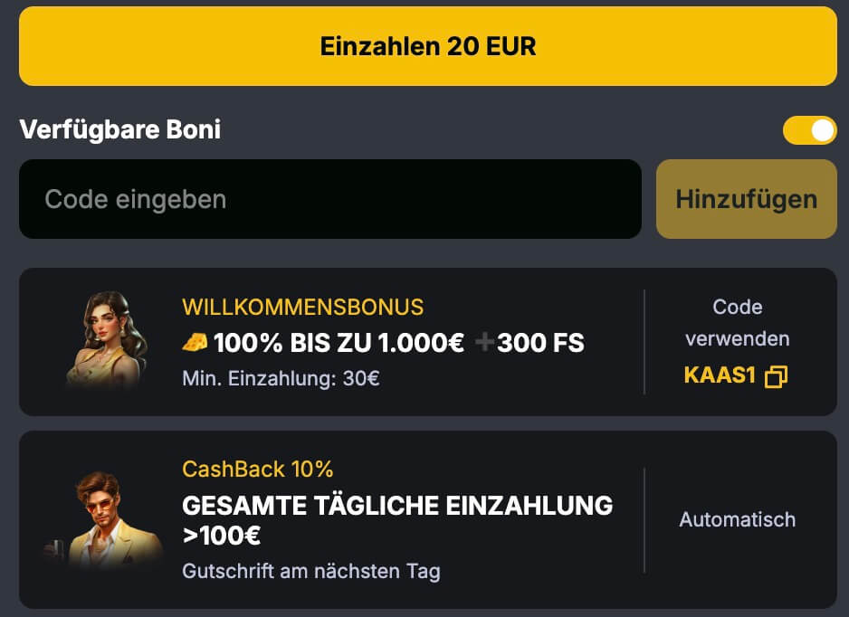 Kaasino Bonus Activation
