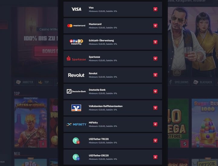 Mafia Casino Payment Methods