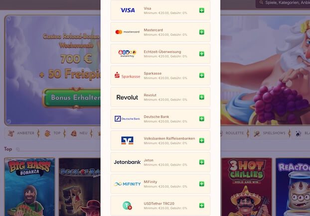 BetHall Casino Payment Methods