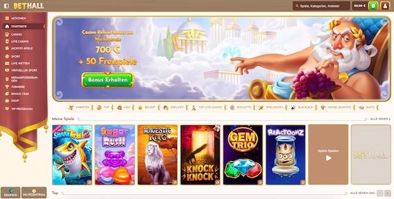 BetHall Casino Homepage
