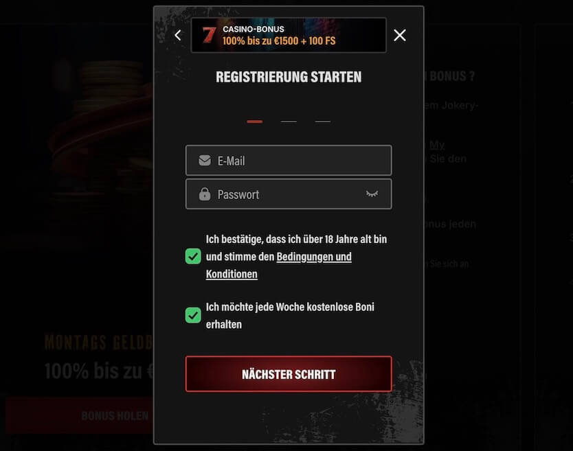 Jokery Registrierung