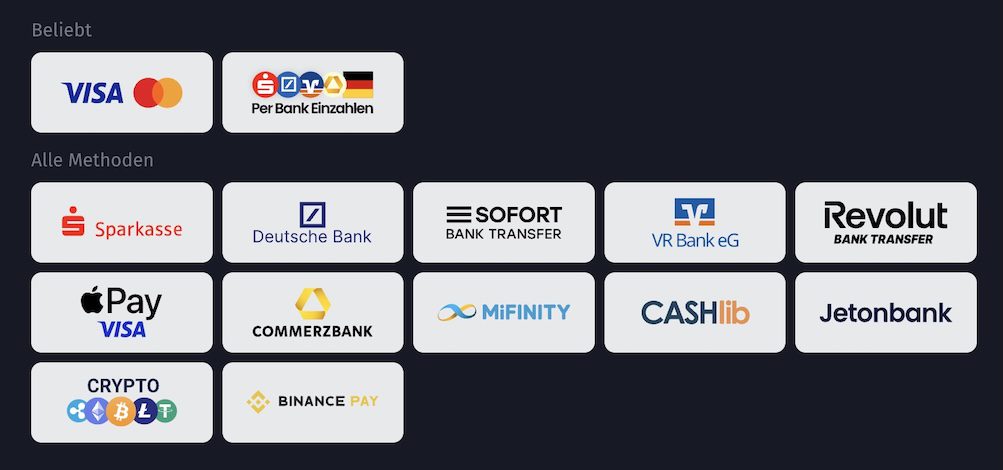 WinShark Zahlungsmethoden