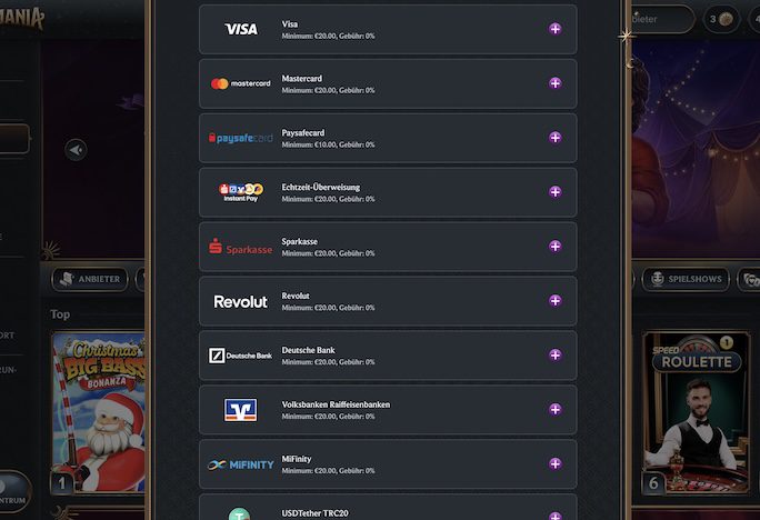 AstroMania Zahlungsmethoden