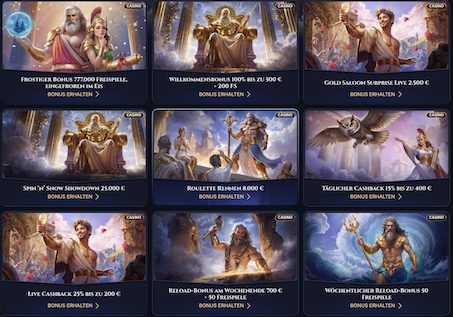 Cazeus Bonusübersicht