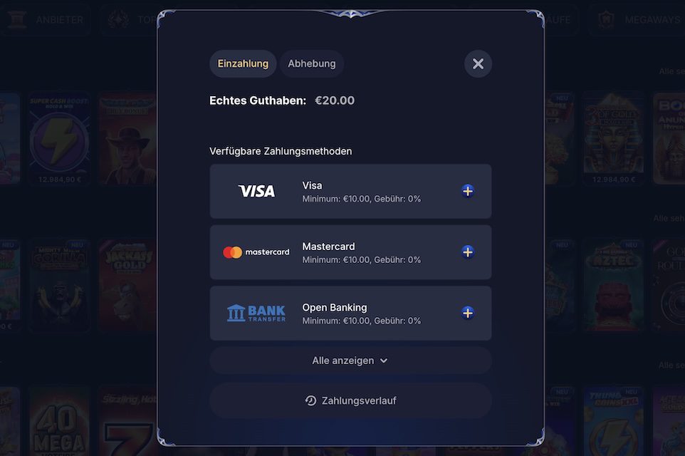 Cazeus Einzahlungsmethoden