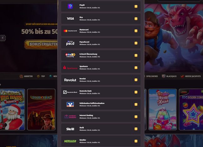 Dragonia Zahlungsmethoden