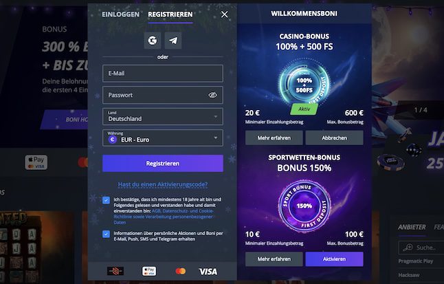 Jet Casino Registrierung