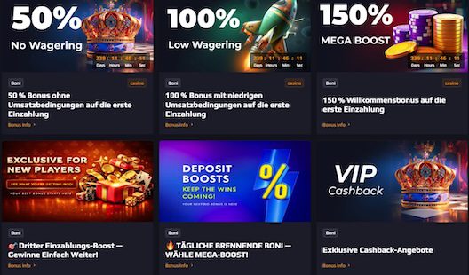 Übersicht der Bonusangebote bei Blaze Spins