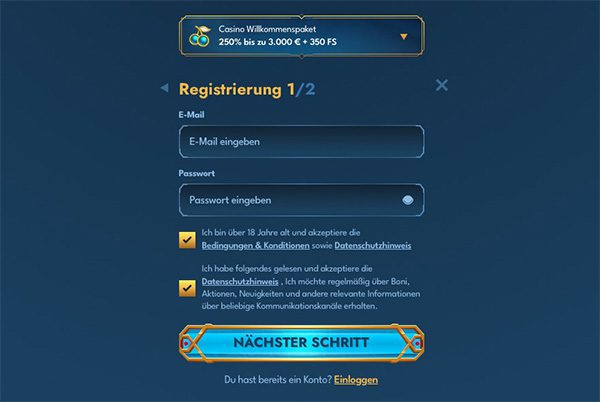 Casea Casino Registrierungsprozess