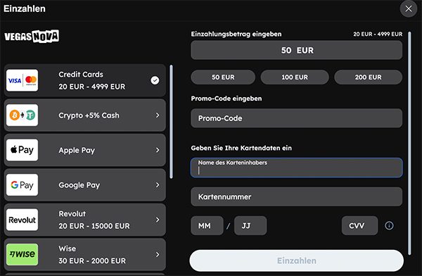 Vegas Nova Zahlungsfenster