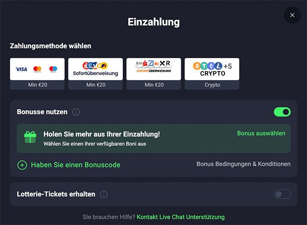 LuckyWave Zahlungsmethoden